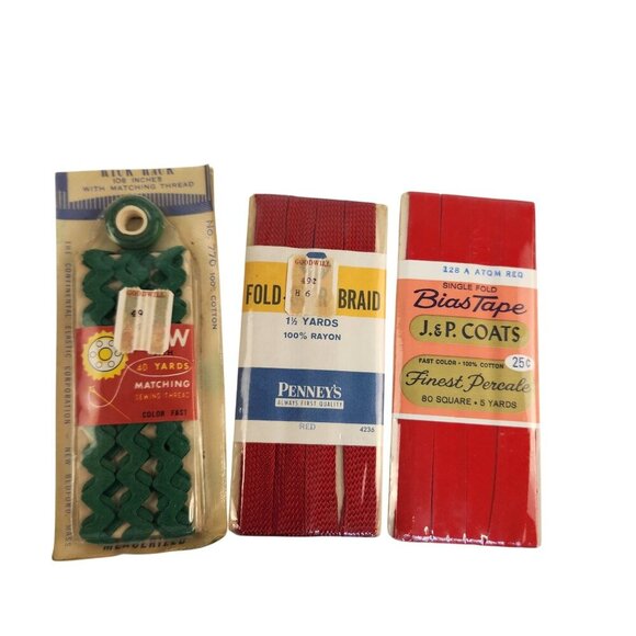 Vintage Lot Of Sewing Trims Wrights Rick Rack Bias Tape Folded Braid Hem Tape Qu - Picture 5 of 12